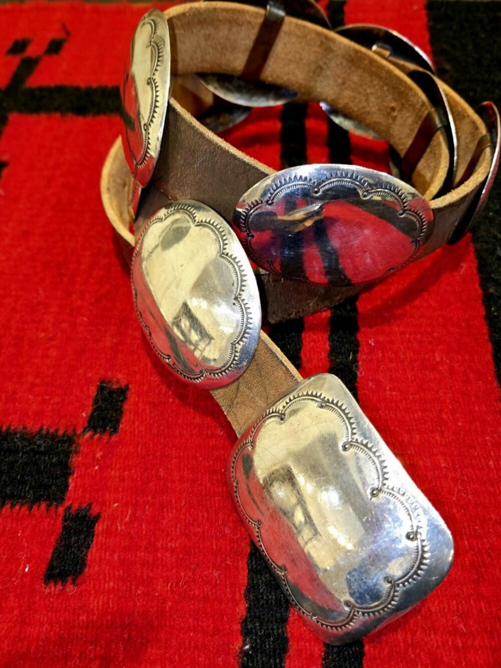 Vintage 1970's Silver Concho Belt